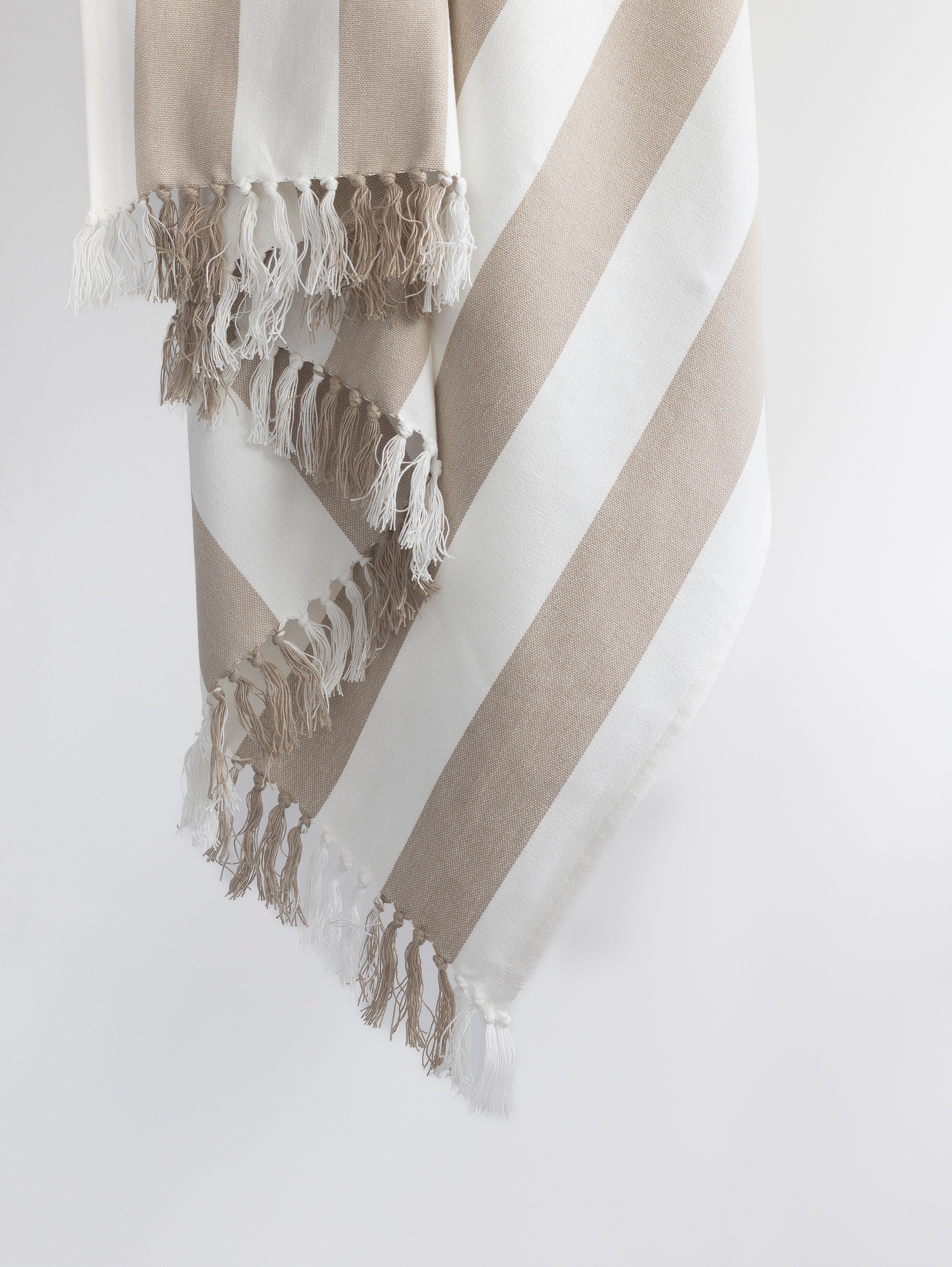 Coronado Stripe Throw - Beige/White - Image 3