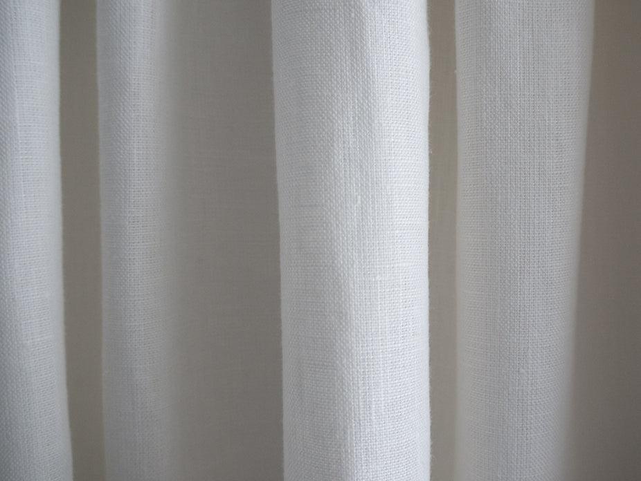 100% Linen Lined White Pencil Pleat Curtains - Image 3
